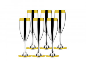 Ла Перле - набор бокалов для шампанского с золотым декором, 6 шт.